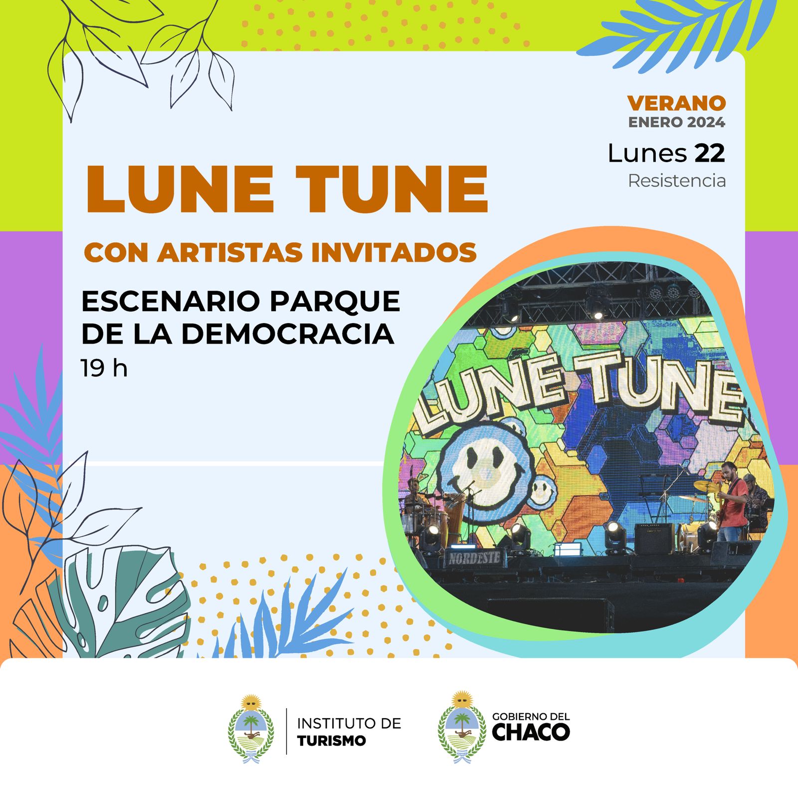 TURISMO INVITA AL SHOW MUSICAL DE “LUNE TUNE” EN EL PARQUE DE LA DEMOCRACIA