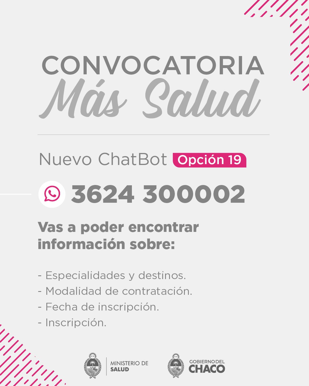 CONVOCATORIA +SALUD: ENCONTRÁ TODA LA INFORMACIÓN EN EL CHAT BOT IPITA