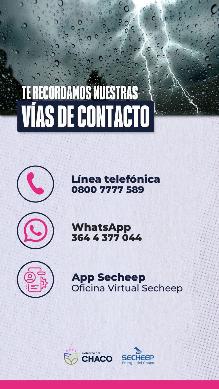 SECHEEP RECOMIENDA EVITAR RIESGOS ELÉCTRICOS DURANTE LAS LLUVIAS Y TORMENTAS