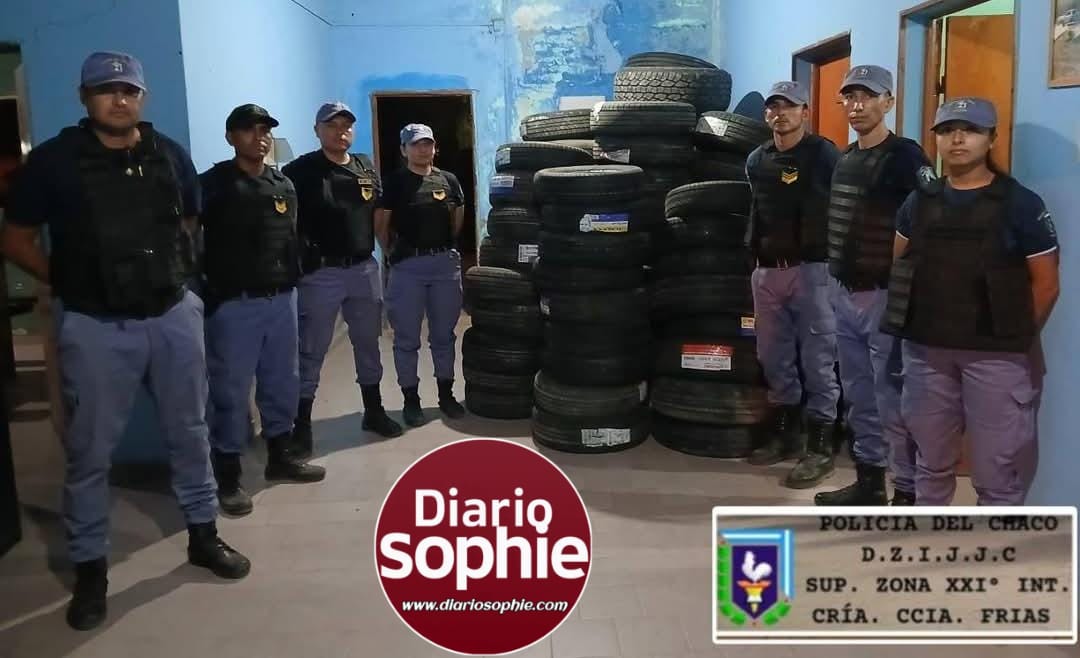 COMANDANCIA FRÍAS: POLICIA REALIZÓ EL SECUESTRO DE 130 CUBIERTAS DE VEHÍCULOS SOBRE RUTA 12.