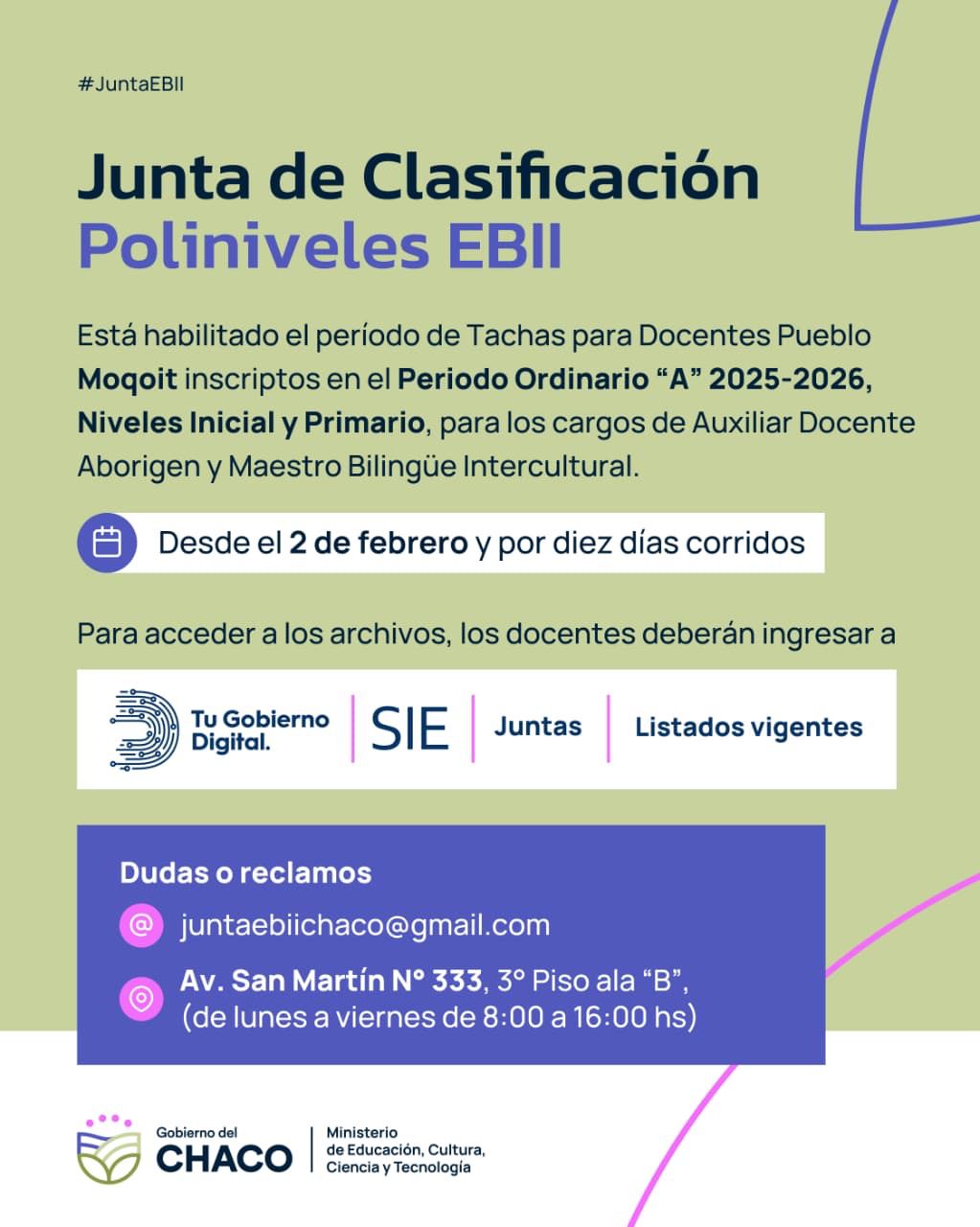 EDUCACIÓN: ESTÁ HABILITADO EL PERIODO DE TACHAS PARA DOCENTES DE LA COMUNIDAD MOQOIT