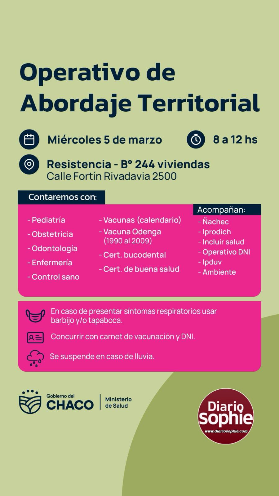 Salud: Operativos de Abordaje Territorial en Resistencia y en Colonia Aborigen