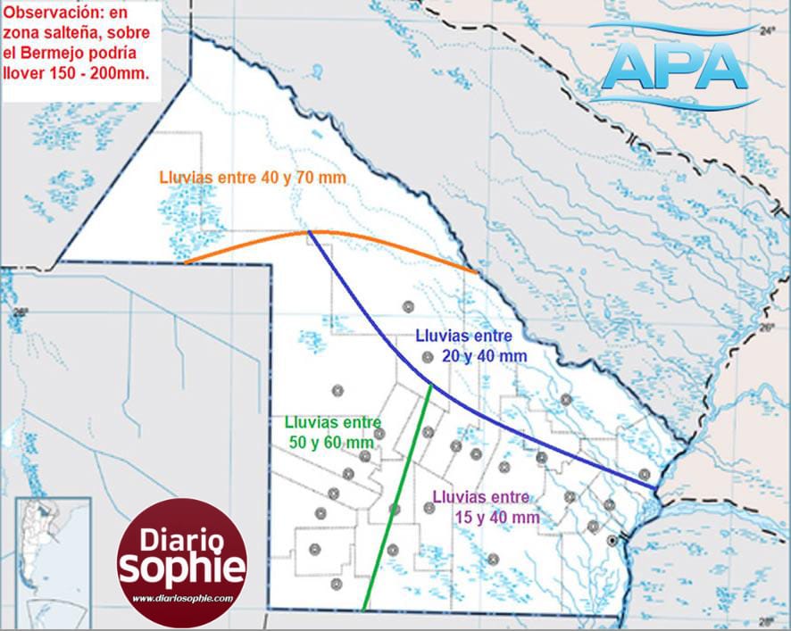 PRONÓSTICO DE LA APA PREVÉ LLUVIAS Y TORMENTAS DE VARIADA INTENSIDAD EN DISTINTOS SECTORES DEL CHACO