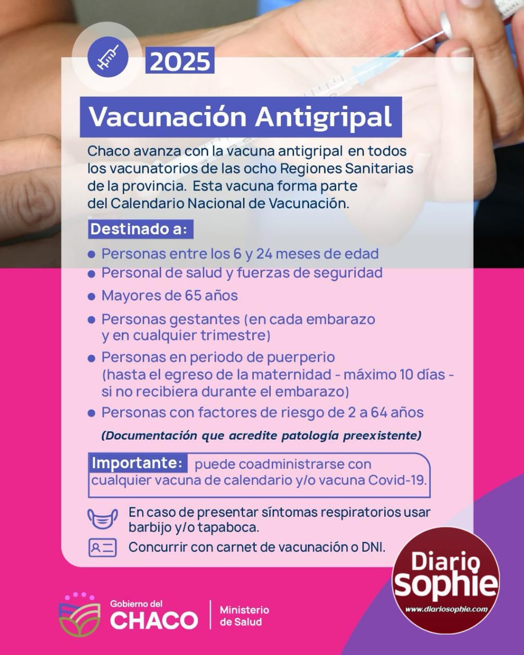 Vacunación Antigripal en toda la provincia