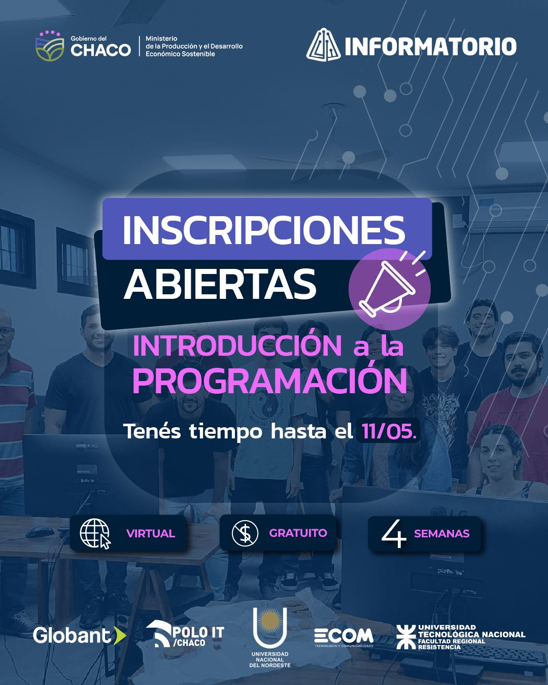 HASTA EL PRÓXIMO 11 DE MAYO ESTARÁ ABIERTA LA INSCRIPCIÓN PARA EL CURSO “INTRODUCCIÓN A LA PROGRAMACIÓN” EN EL INFORMATORIO CHACO