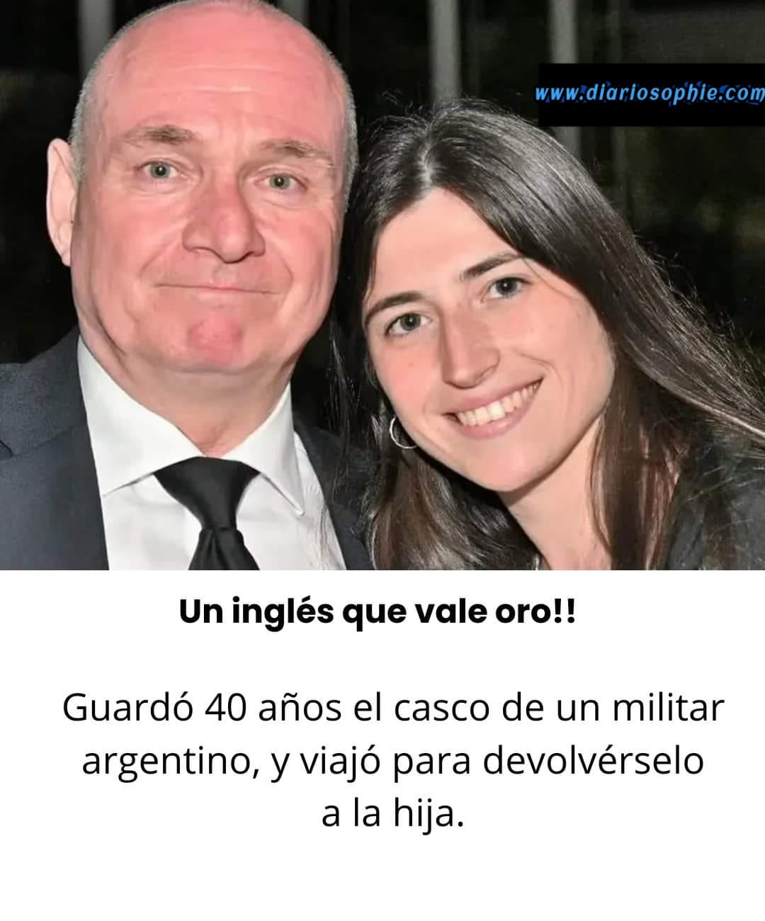 UN INGLÉS GUARDÓ 40 AÑOS EL CASCO DE UN SOLDADO ARGENTINO Y VIAJÓ PARA DEVOLVÉRSELO A LA HIJA.