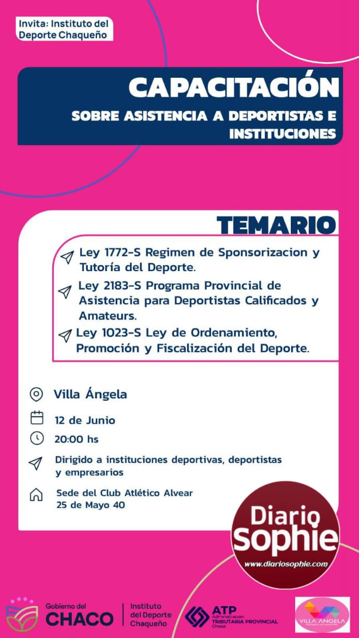12 DE JUNIO: CAPACITACION SOBRE ASISTENCIA A DEPORTISTAS EN VILLA ÁNGELA