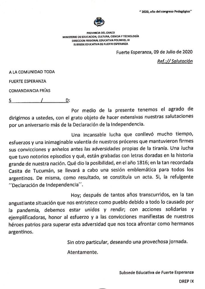 Subsede Educativa Fuerte Esperanza: Salutación Especial para Fuerte Esperanza y Comandancia Frías al gran esfuerzo