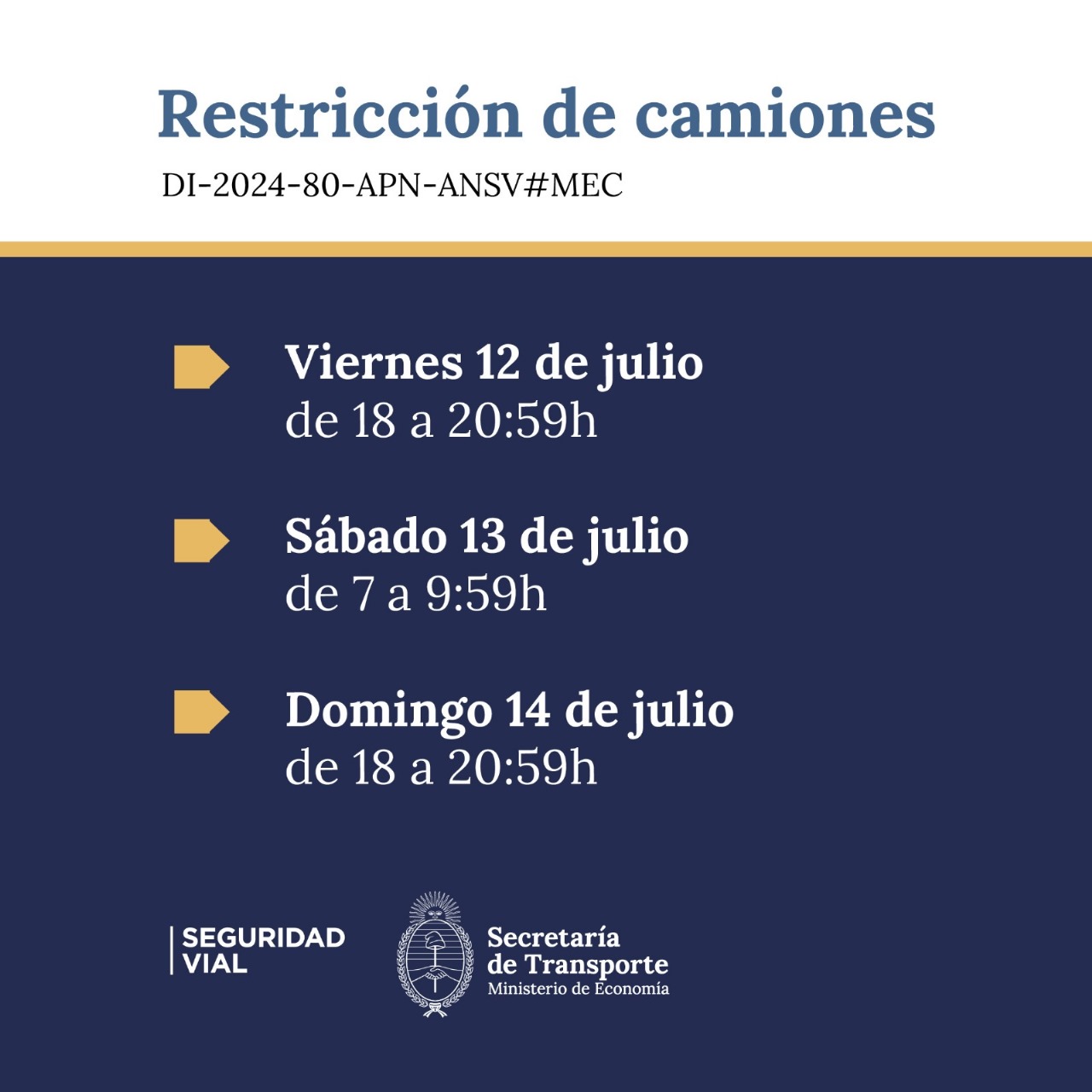 Habrá restricción para camiones en la ruta nacional 11 por el inicio de las vacaciones de invierno.