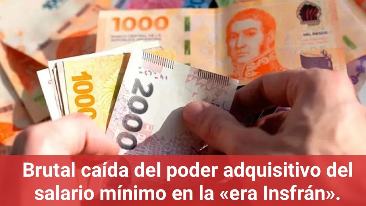 Brutal caída del poder adquisitivo del salario mínimo en la era Insfrán.