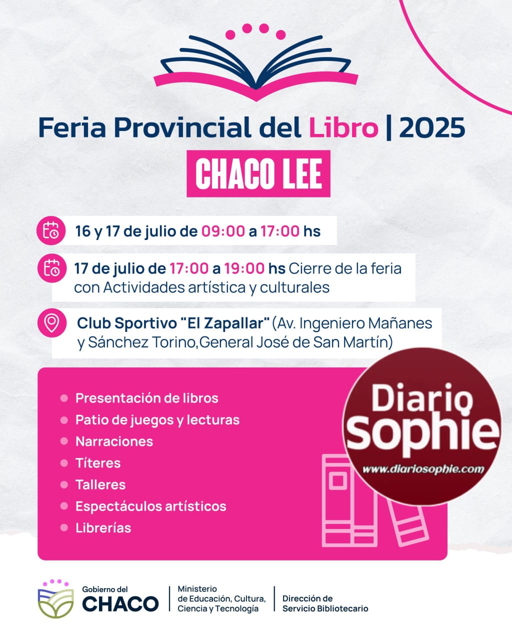 CHACO LEE: CON IMPORTANTE GRILLA DE ACTIVIDADES, SE VIENE LA FERIA PROVINCIAL DEL LIBRO 2025