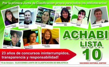 ACHABI presenta su Lista de candidatos para la Junta de Clasificación de Biblioteca
