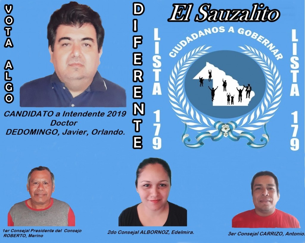 Sauzalito: De Domingo Presentó su lista por el Partido Ciudadanos a Gobernar | Lista N° 179