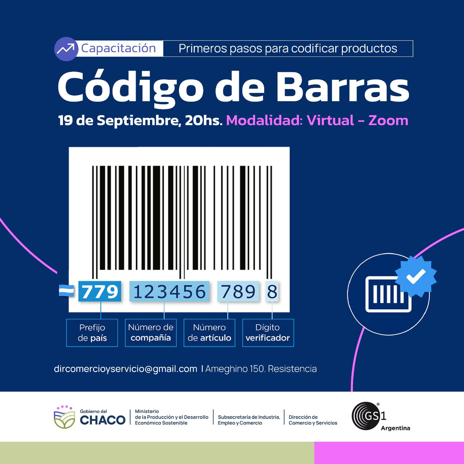 PRODUCCIÓN: CONVOCAN A EMPRESAS CHAQUEÑAS A PARTICIPAR DE UNA CAPACITACION INTRODUCTORIA PARA LA OBTENCION DEL CÓDIGO DE BARRAS