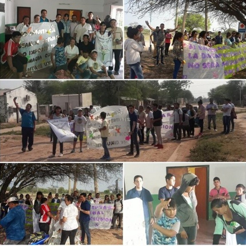Caminata de la EEE N° 49 por la localidad de Fuerte Esperanza