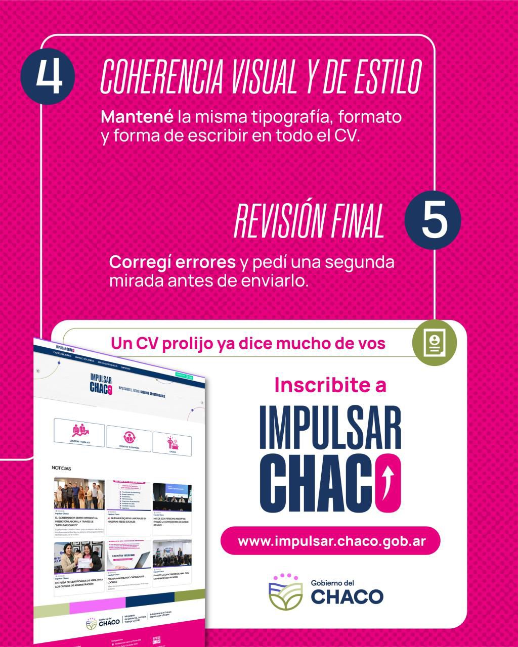 IMPULSAR CHACO BRINDA RECOMENDACIONES PARA ARMAR Y REGISTRAR TU CV