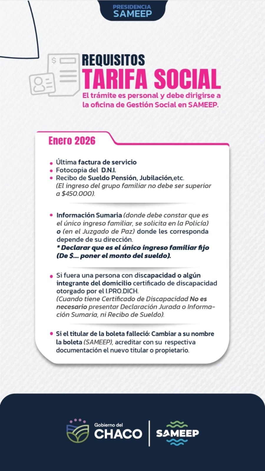 TARIFA SOCIAL DE SAMEEP: QUIÉNES PUEDEN ACCEDER Y CUÁLES SON LOS REQUISITOS