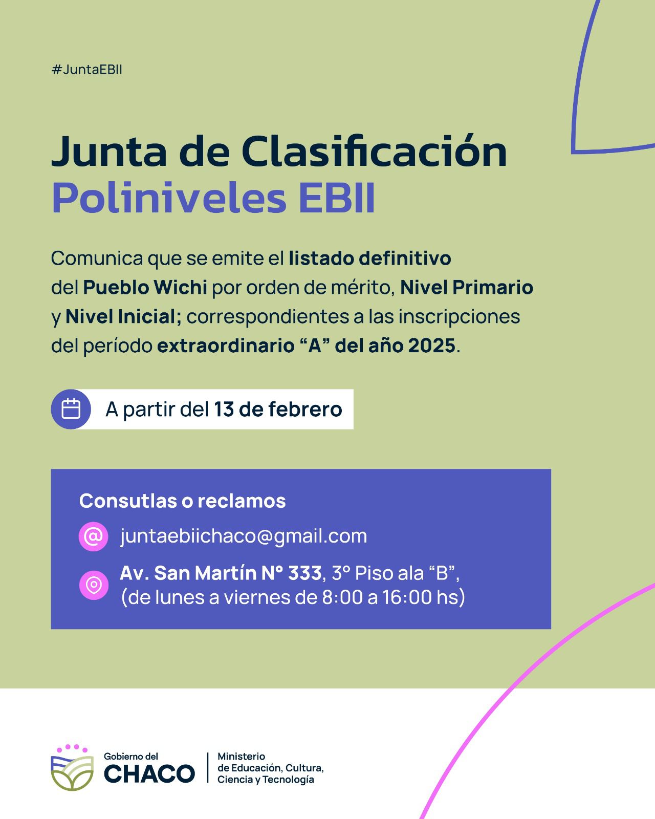 EDUCACIÓN INFORMA LA PUBLICACIÓN DEL LISTADO DEFINITIVO PARA DOCENTES DEL PUEBLO WICHI INSCRIPTOS EN EL PERÍODO ORDINARIO A 2025-2026