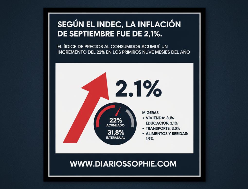 SEGÚN EL INDEC, LA INFLACIÓN DE SEPTIEMBRE FUE DE 2,1%..